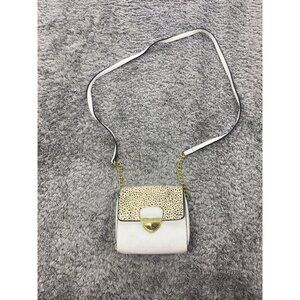 Gianni Bini Crossbody Bag White Leather Calf Hair Purse
